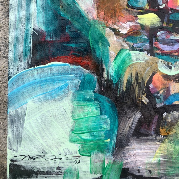 11x14” original artwork acrylic, oil pastels, pencil on canvas board signed - Picture 4 of 5